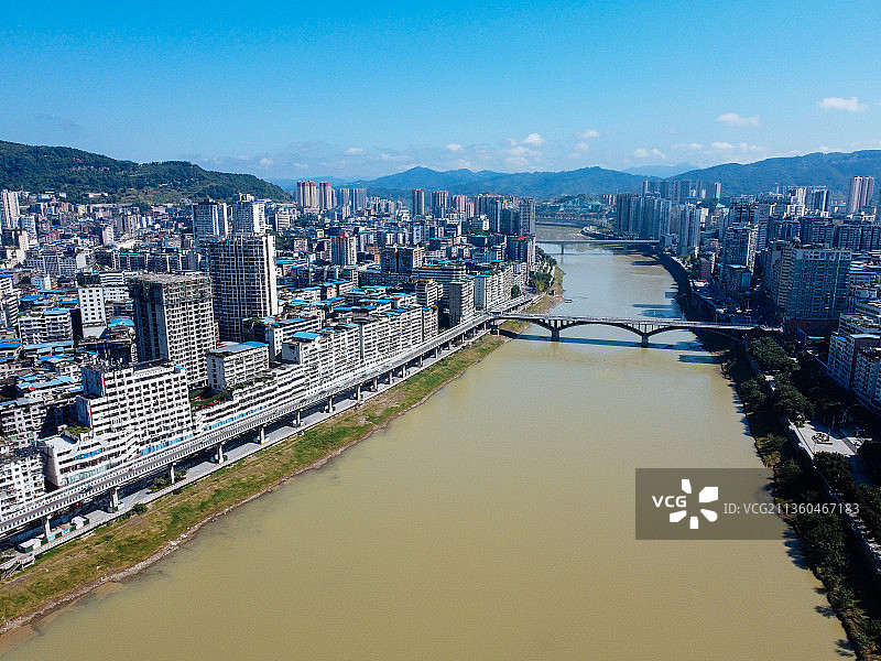 达州 达川区 戛云路 州河 通川中路 人民医院 野茅溪大桥图片素材