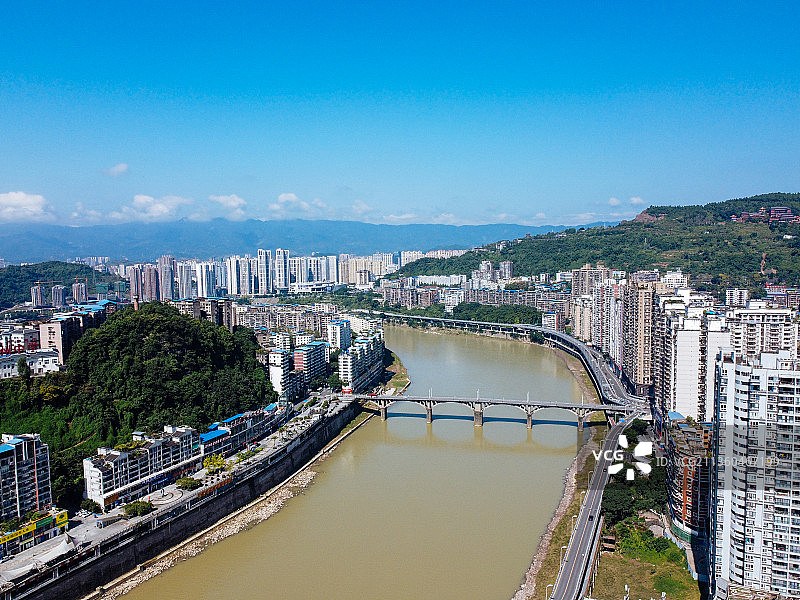 达州 达川区 戛云路 州河 通川中路 人民医院 野茅溪大桥图片素材