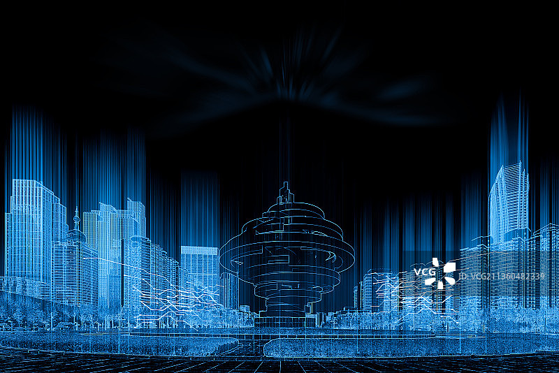 科技智慧城市，线条图片素材