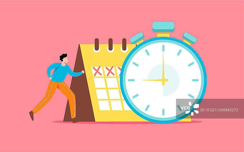 商务人物时间管理插画工作计划安排背景海报图片素材