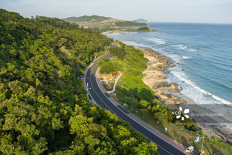 海南万宁石梅湾旅游目的地公路航拍图片素材