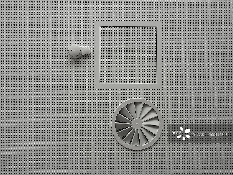 建筑穿孔天花板上的通风口图片素材