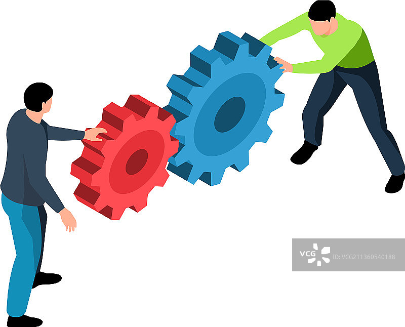 带有齿轮的工人构图图片素材