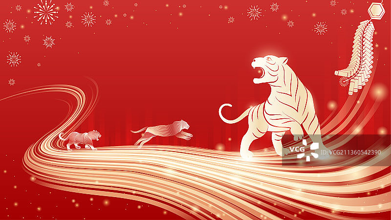 虎年 插画 背景图片素材
