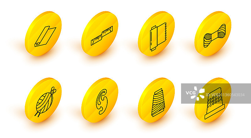 线条集合：缝纫顶针、缝纫线图片素材