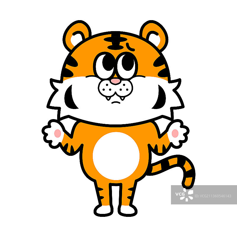 可爱老虎表情符号动态插画图片素材