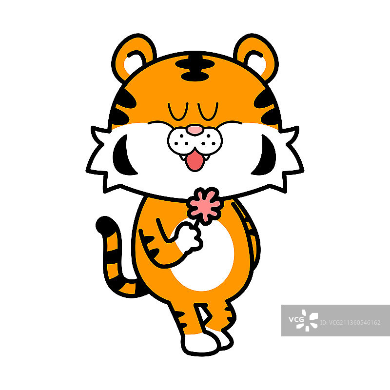 可爱老虎表情符号动态插画图片素材