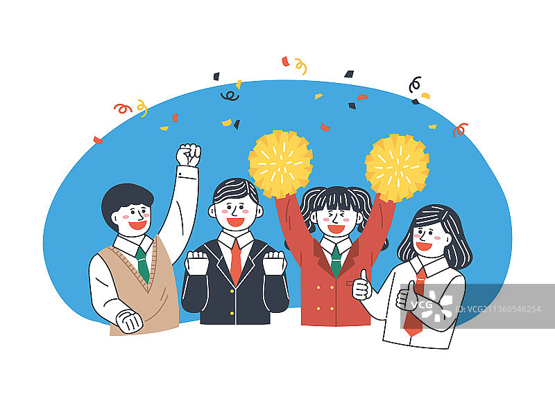 学生准备考试或庆祝通过考试图片素材