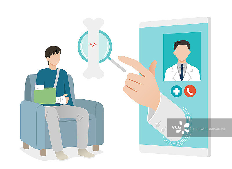远程医疗检查和护理插图图片素材