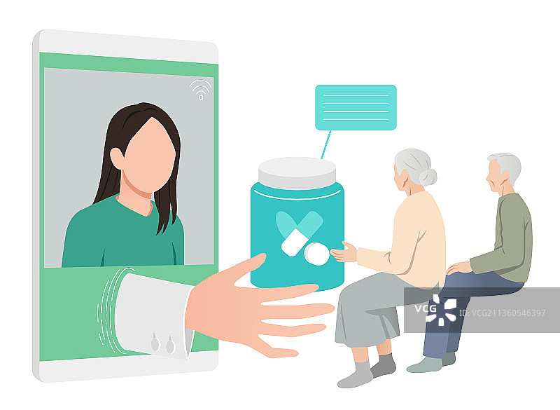 远程医疗检查和护理插图图片素材