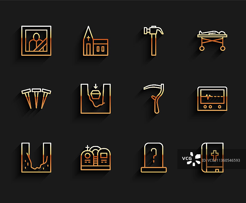 墓地墓穴线条图标图片素材