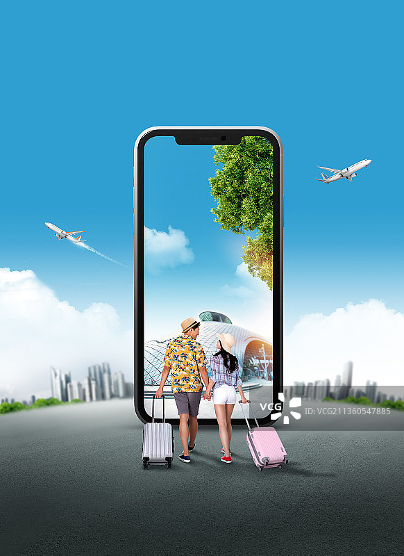 旅行者手机预订服务概念图片素材