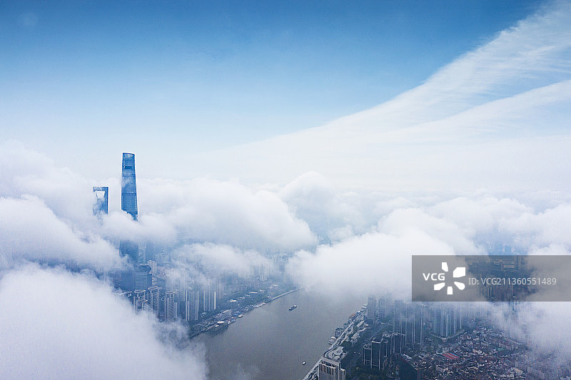 航拍上海城市风光图片素材