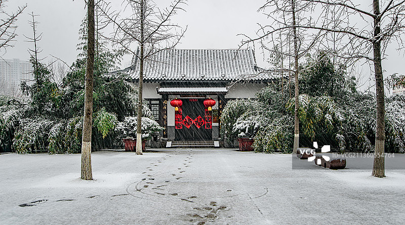 临沂人民公园雪景图片素材