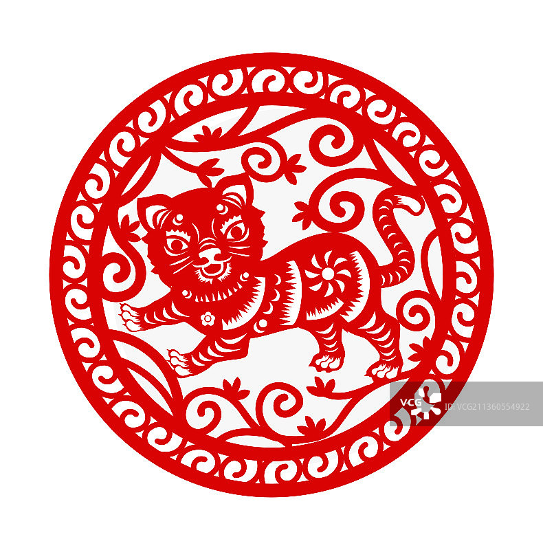 虎年剪纸窗花贴纸图片素材