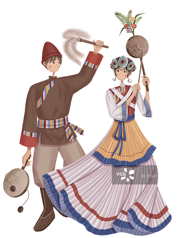 纳西族少年与少女图片素材