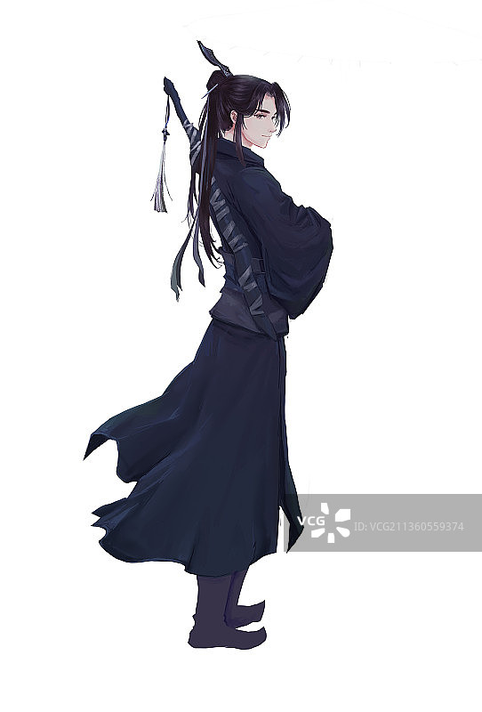 黑衣男子回眸图片素材