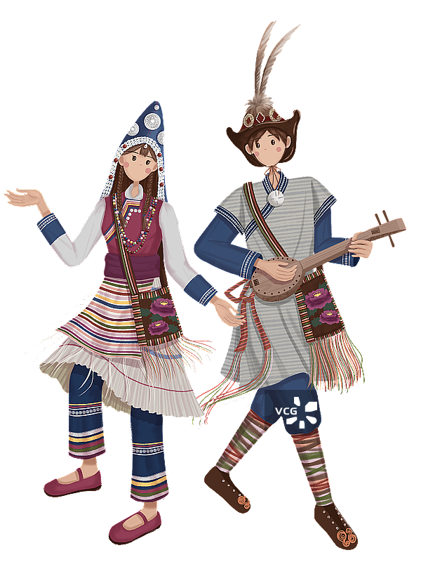 维西傈僳族少年与少女图片素材