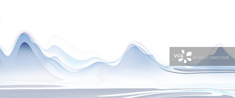 新中式山水冰川冬季风景背景插画图片素材