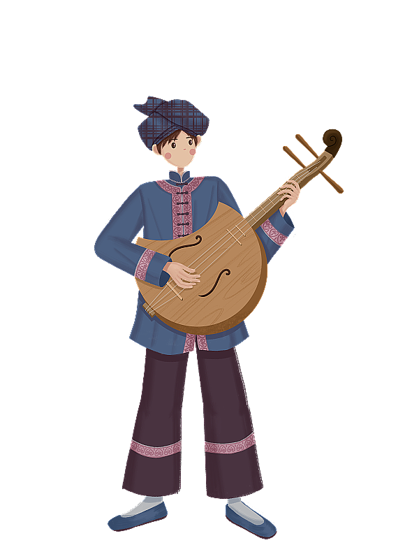 弹奏月琴的布依族少年图片素材