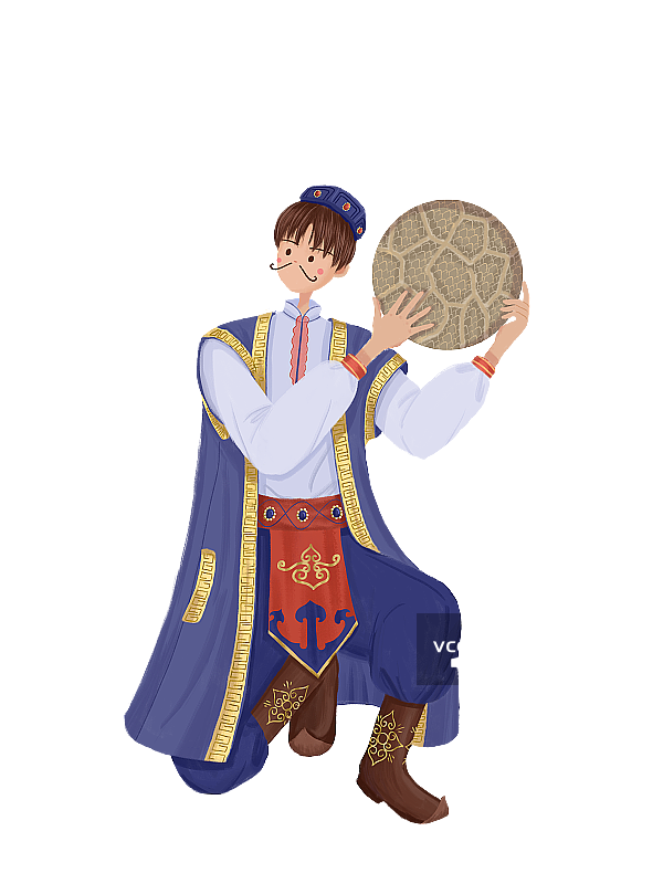 打蛇皮手鼓的维吾尔族少年图片素材