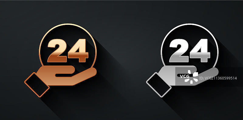 金银色24小时电话客服支持图标图片素材