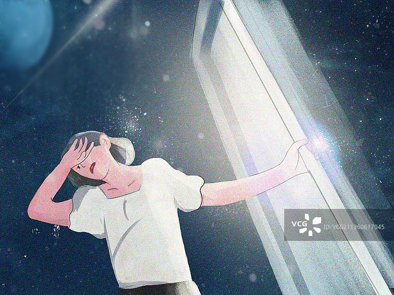 被光照射的女孩插画图片素材