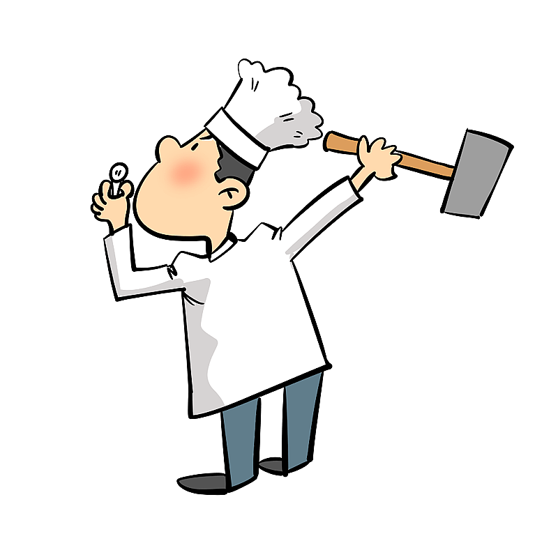 拿着锤子钉钉的厨师图片素材