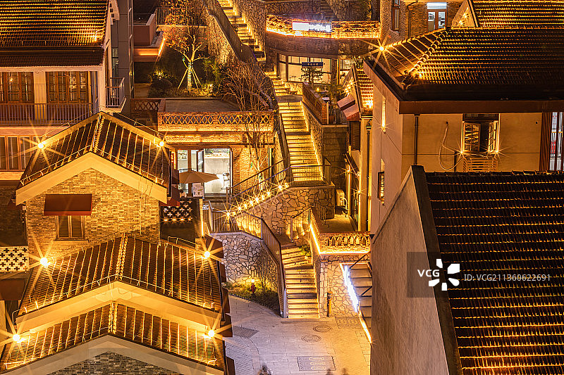 武汉市武昌昙华林人文小镇灯光夜景图片素材