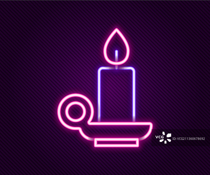 烛台上燃烧的发光霓虹灯线条蜡烛图片素材