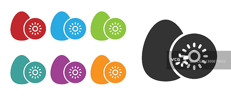 白色背景上的黑色猕猴桃图标图片素材