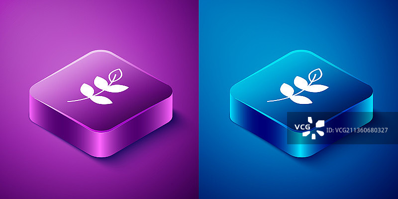 2.5D柳叶图标，蓝色背景图片素材