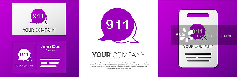 带有紧急呼叫911图标的电话标志图片素材