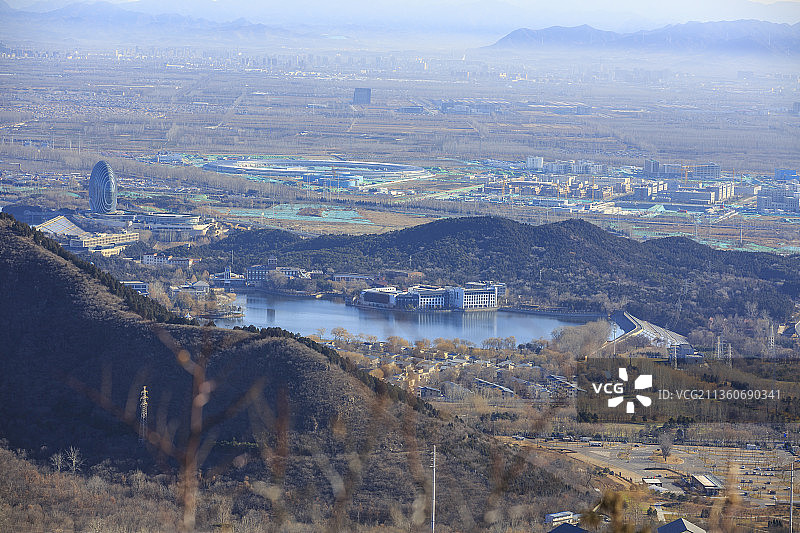 怀柔红螺寺远眺雁栖湖，日出东方图片素材