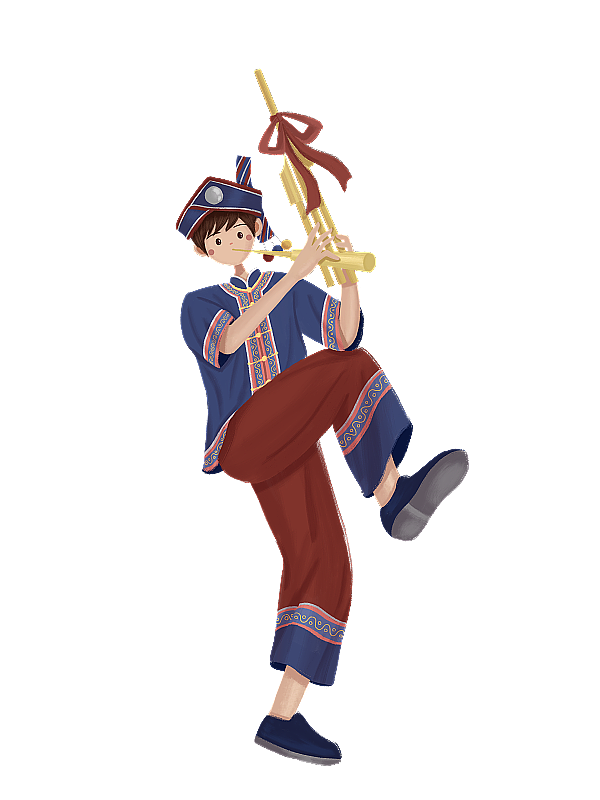 吹芦笙的苗族少年图片素材