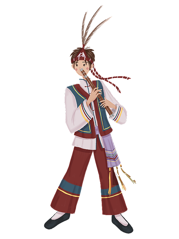 吹鼻笛的高山族少年图片素材