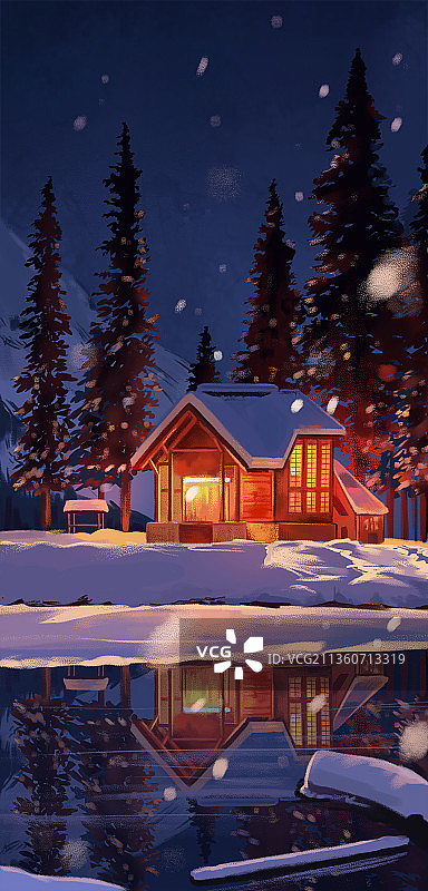 雪中小屋图片素材