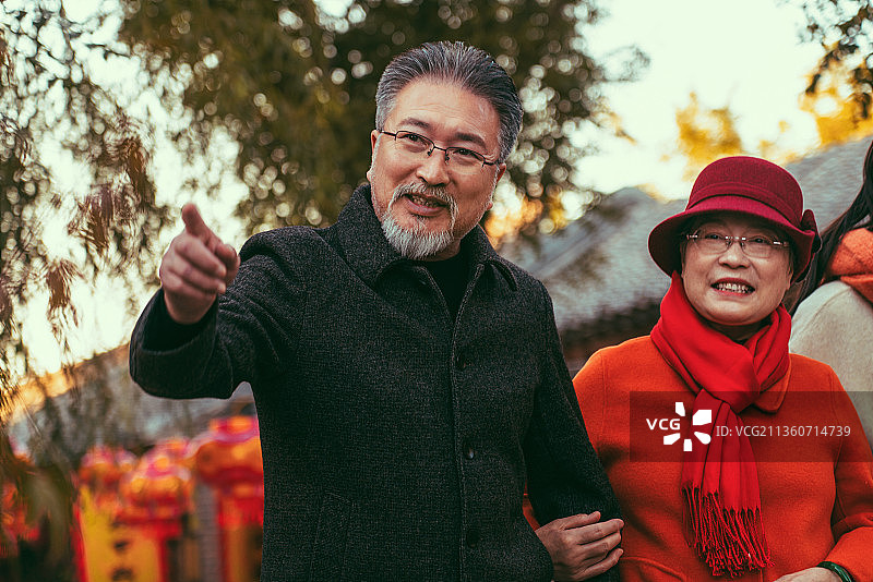 逛庙会的老年夫妇图片素材