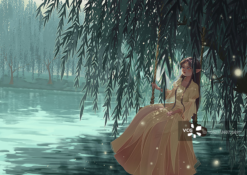 秋千上的精灵图片素材