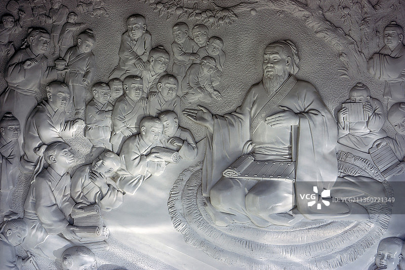 古代学堂上课场景复原图片素材