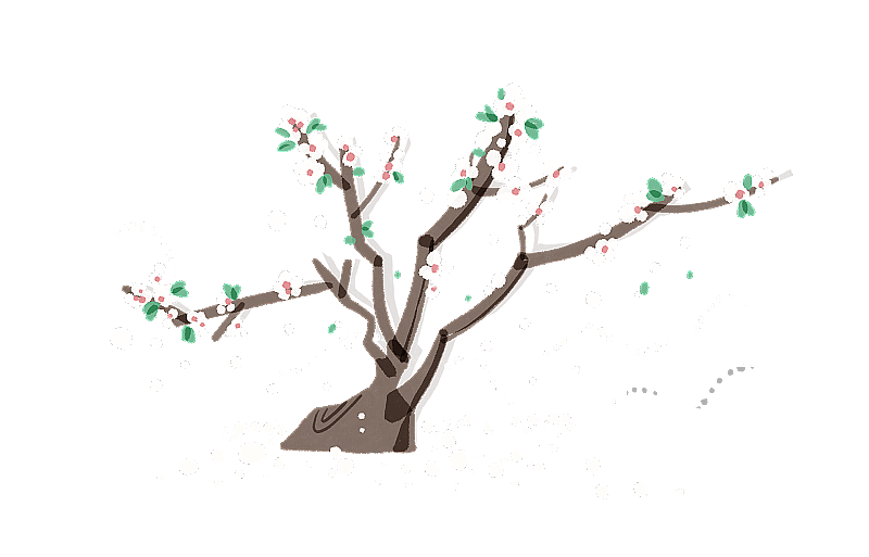 长满花朵的树插画元素图片素材