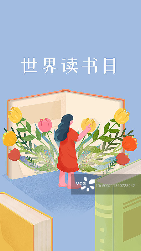 一个年轻的女孩在外面的花丛中图片素材