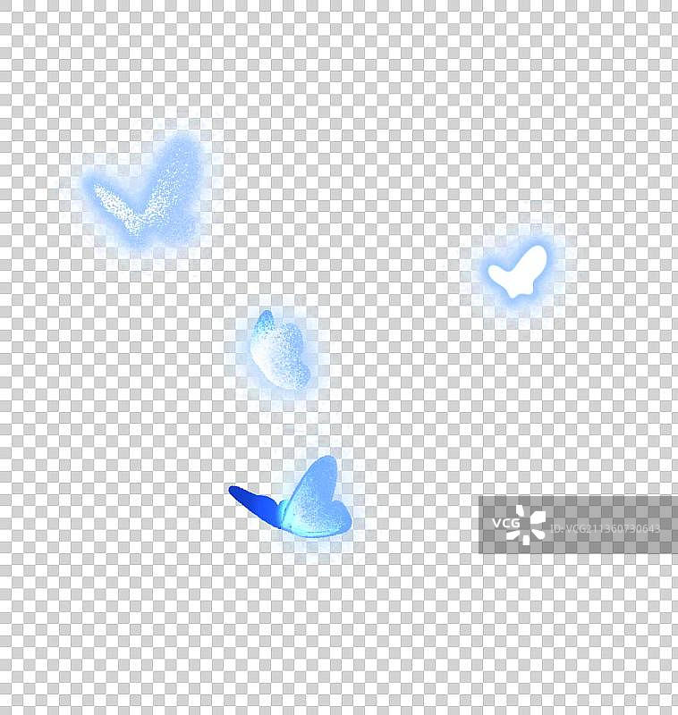 梦幻蓝色白色蝴蝶插画元素图片素材
