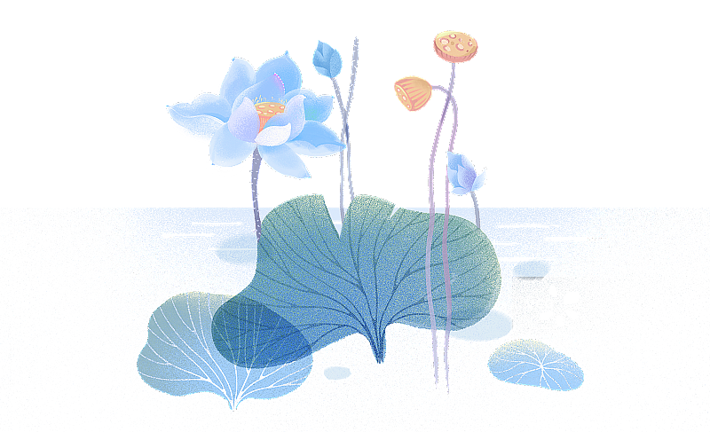 蓝色植物花卉插画元素图片素材