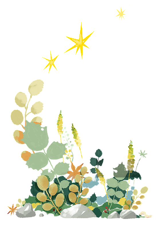 绿色植物花簇插画元素图片素材