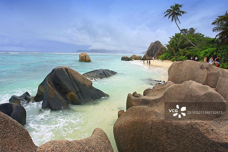 非洲塞舌尔拉迪格岛花岗岩石海滩图片素材