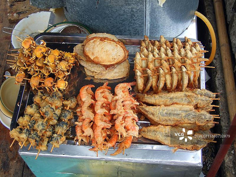 桂林烤鱼串，烤串，鱼串，烤鱼，中国，亚洲图片素材