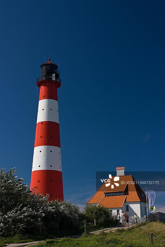 德国石勒苏益格-荷尔斯泰因州韦斯特海弗桑灯塔图片素材