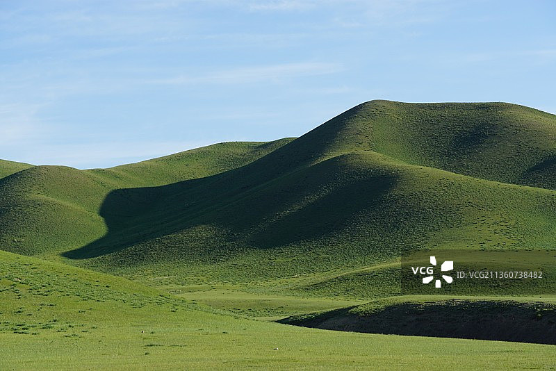 蓝天白云下的夏季草原图片素材