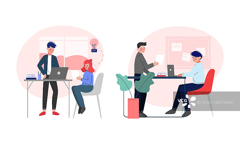 办公室里工作的年轻男女图片素材